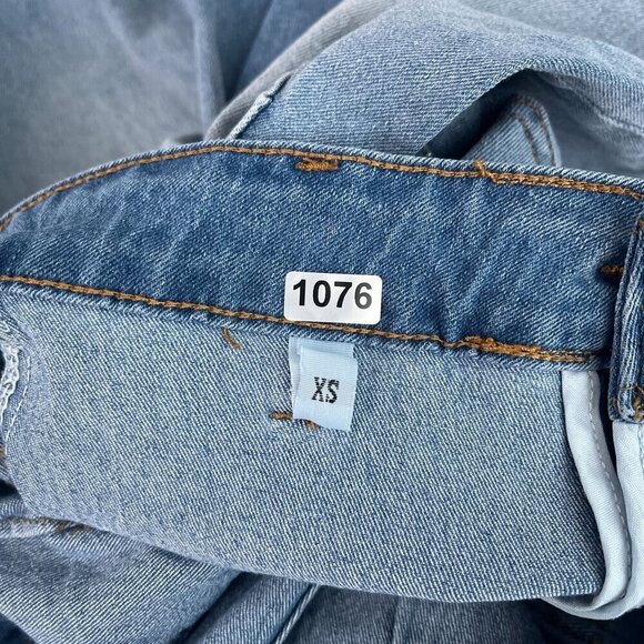 Sailor Gold Button Slim Wide-Leg Jean Light Wash Denim Women XS/24 - Picture 6 of 13